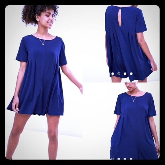 QED LONDON Oversize Navy Romper with Pockets-S - Picture 1 of 8